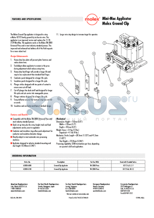 63830-6000 datasheet - Mini-Mac Applicator Molex Ground Clip