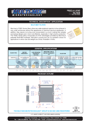 FBGC-3-1.575G datasheet - FILTER