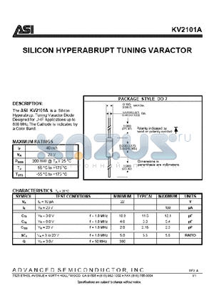 KV2101A datasheet - SILICON HYPERABRUPT TUNING VARACTOR