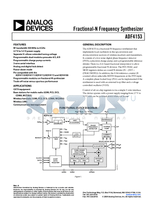 ADF4153BRU-REEL datasheet - Fractional-N Frequency Synthesizer