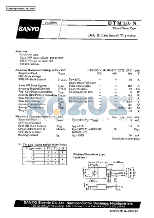 DTM10G-N datasheet - 10A Bidirectional Thyristor