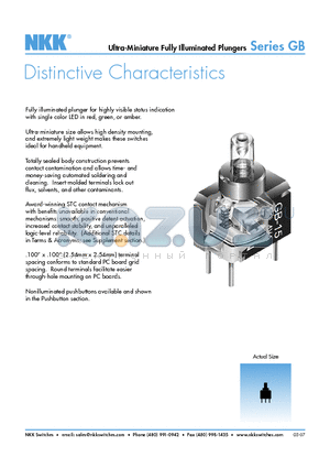 GB15JVC datasheet - Ultra-Miniature Fully Illuminated Plungers