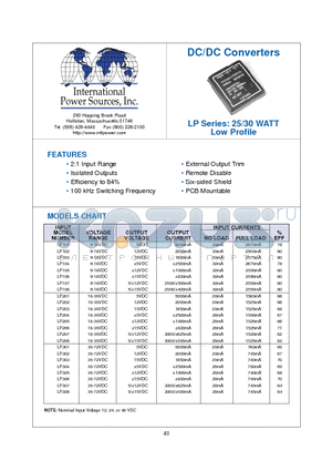 LP208 datasheet - 25/30 WATT Low Profile