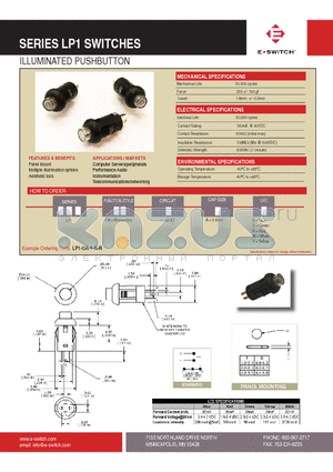 LP1OA1AR datasheet - ILLUMINATED PUSHBUTTON