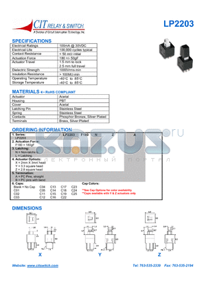 LP2203 datasheet - CIT SWITCH