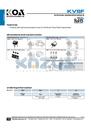 KVSF639TC103 datasheet - trimmer potentiometers