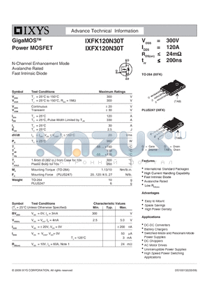 IXFK120N30T datasheet - GigaMOS Power MOSFET