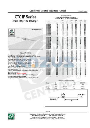 CTC1F-330K datasheet - Conformal Coated Inductors - Axial