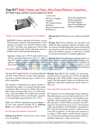 KVX05E4732F2M datasheet - Hifh-Voltage and Pulse, Mica-Paper/Polymer Capacitors