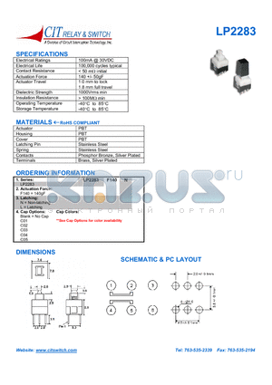 LP2283F140NC01 datasheet - CIT SWITCH