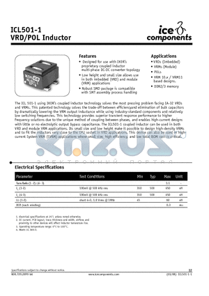ICL501-1_08 datasheet - VRD/POL Inductor