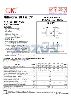 FBR1500W datasheet - FAST RECOVERY