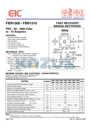 FBR1501 datasheet - FAST RECOVERY