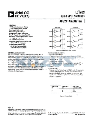 ADG212AKP datasheet - LC2MOS QUAD SPST SWITCHES