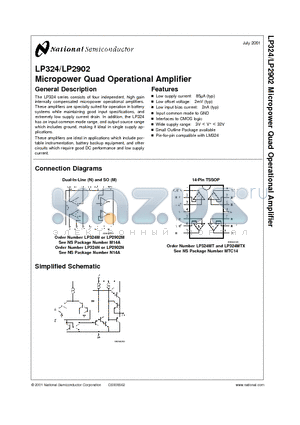 LP2902N datasheet - Micropower Quad Operational Amplifier