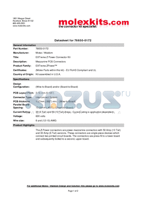 64003-0100 datasheet - Mezzanine PCB Connectors