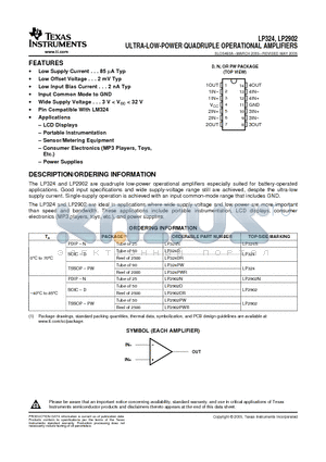 LP2902PWR datasheet - ULTRA-LOW-POWER QUADRUPLE OPERATIONAL AMPLIFIERS