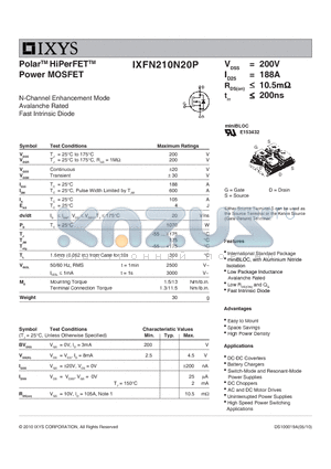 IXFN210N20P datasheet - Polar HiPerFET