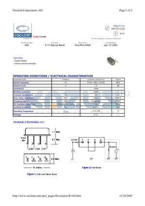 642-315.0M datasheet - One-Port SAW