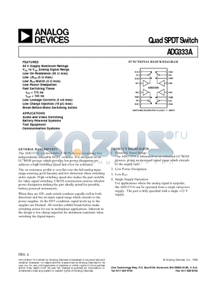 ADG333ABRS datasheet - Quad SPDT Switch