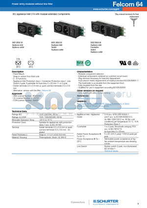 6421.0251.25 datasheet - IEC Appliance Inlet C14 with modular extended Components