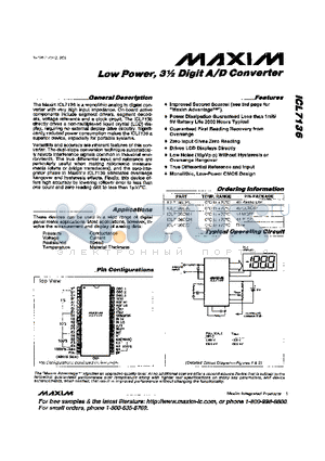 ICL7136CQH datasheet - Low Power, 3m Digit A/D Converter