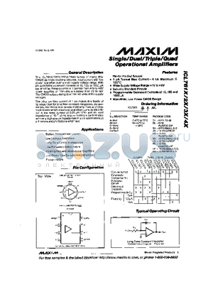 ICL7611AMSE datasheet - Single/Dual/Triple/Quad Operational Amplifiers