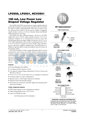 LP2950ACDT-5.0RK datasheet - 100 mA, Low Power Low Dropout Voltage Regulator