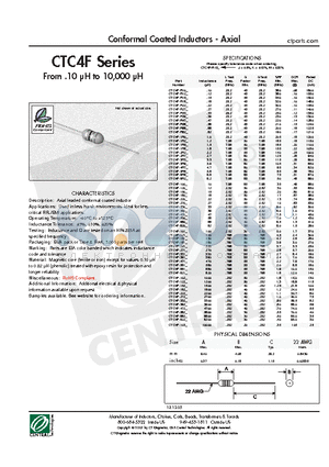 CTC4F-101J datasheet - Conformal Coated Inductors - Axial