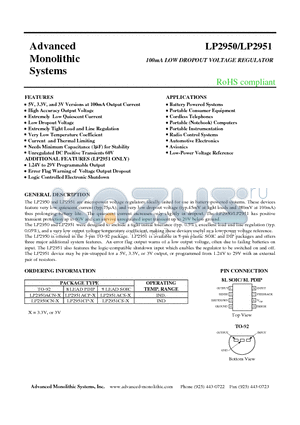 LP2950ACS-33 datasheet - 100mA LOW DROPOUT VOLTAGE REGULATOR