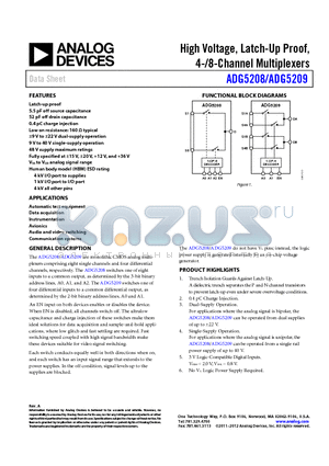 ADG5209BRUZ datasheet - High Voltage, Latch-Up Proof