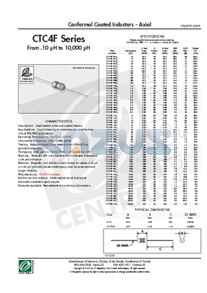 CTC4F-220M datasheet - Conformal Coated Inductors - Axial