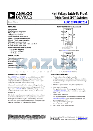 ADG5234 datasheet - High Voltage Latch-Up Proof