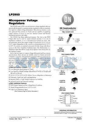 LP2950CDT-5.0 datasheet - Micropower Voltage Regulators