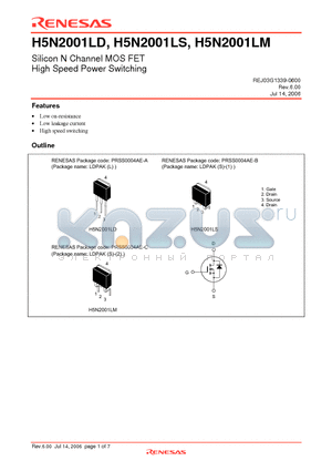 H5N2001LD-E datasheet - Silicon N Channel MOS FET High Speed Power Switching