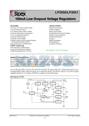 LP2950CN-5-0 datasheet - 100mA Low Dropout Voltage Regulators