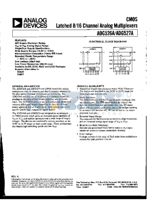 ADG527A datasheet - CMOS LATCHED 8/16 CHANNEL ANALOG MULTIPLEXERS