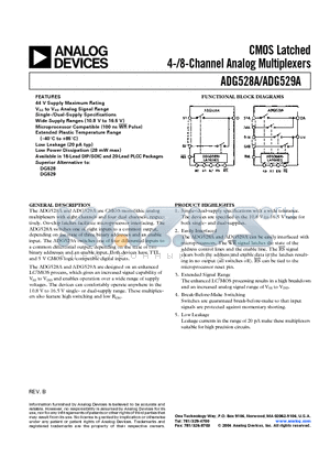 ADG528AKP datasheet - CMOS Latched 4-/8-Channel Analog Multiplexers