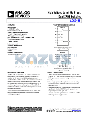 ADG5436 datasheet - High Voltage Latch-Up Proof, Dual SPDT Switches