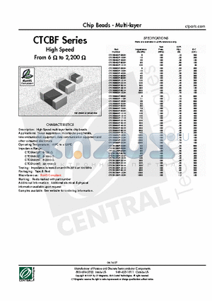 CTCB0402F-100H datasheet - Chip Beads - Multi-layer