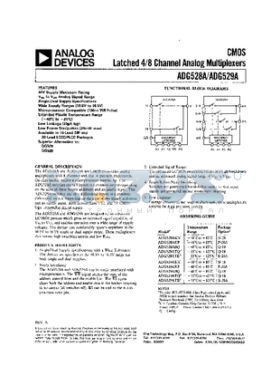 ADG529ATQ datasheet - CMOS LATCHED 4/8 CHANNEL ANALOG MULTIPLEXERS