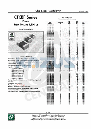 CTCB0603F-190P datasheet - Chip Beads - Multi-layer