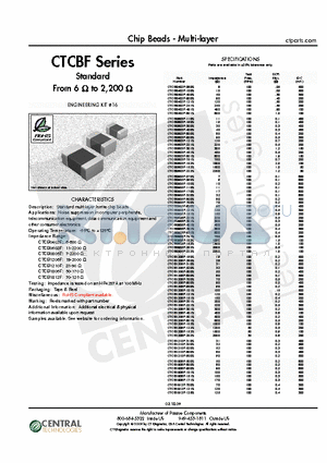 CTCB0603F-110S datasheet - Chip Beads - Multi-layer