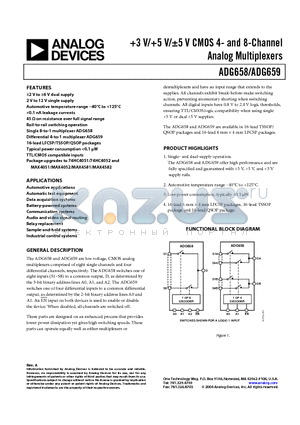 ADG659 datasheet - 3 V/5 V/a5 V CMOS 4- and 8-Channel Analog Multiplexers