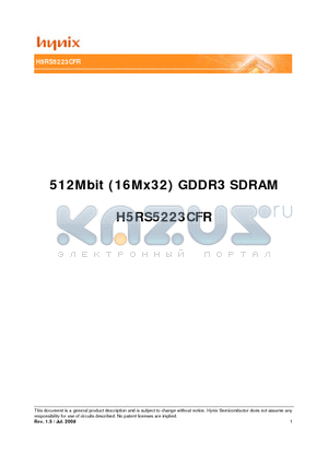 H5RS5223CFR-14C datasheet - 512Mbit (16Mx32) GDDR3 SDRAM
