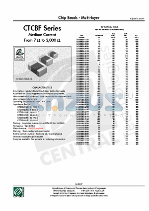 CTCB0805F-101M datasheet - Chip Beads - Multi-layer