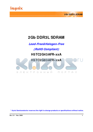 H5TC2G43AFR datasheet - 2Gb DDR3L SDRAM