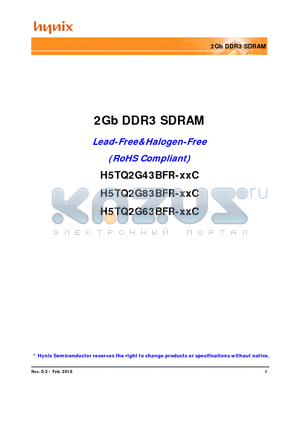 H5TQ2G43BFR datasheet - 2Gb DDR3 SDRAM