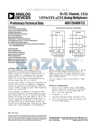 ADG726BSU datasheet - 16-/32- Channel, 3.5  1.8 V to 5.5 V, a2.5 V, Analog Multiplexers