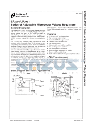 LP2951ACM datasheet - Series of Adjustable Micropower Voltage Regulators
